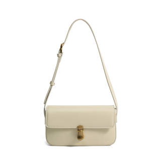 Simedin Cow Leather Shoulder Bag Women's Dark Coffee/Deep Black/Ecru