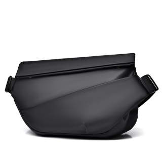 GEERDUN Pu Waist Bag Chest Bag Men's Black/Gray
