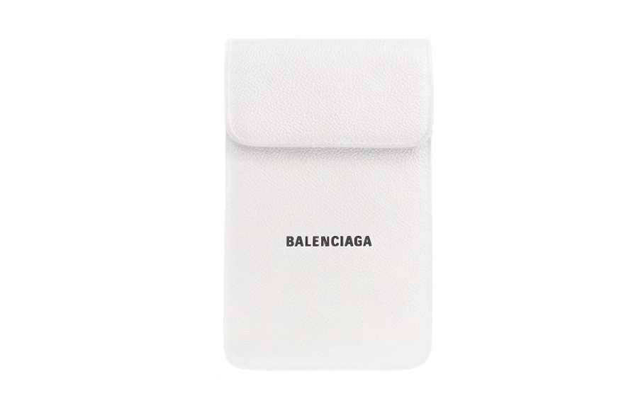Balenciaga Cash Cow Leather Cell Phone Pouch Card Holder Men's White