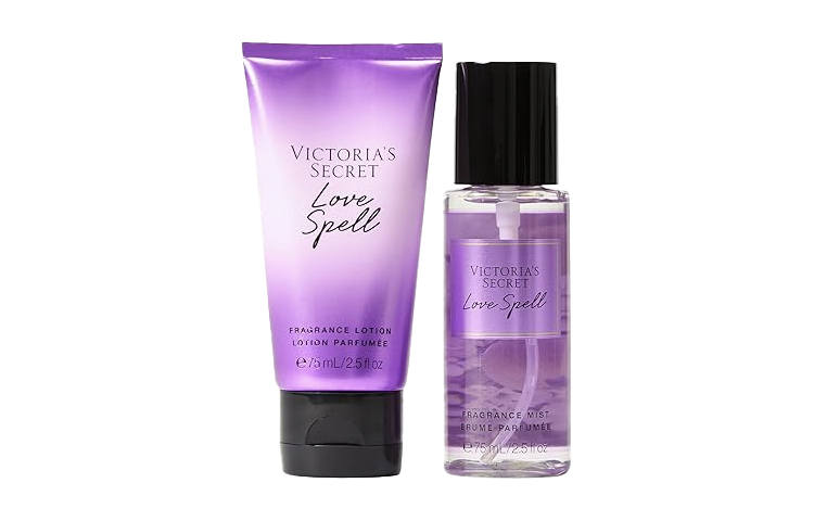 VICTORIA'S SECRET Love Spell Mini Spray And Lotion 2 Piece Gift Set Moisturizing Mini Spray 75ml+Scent Lotion 75ml