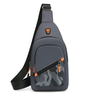 AINITU Nylon Sling Bag Unisex Gray/Black/Blue
