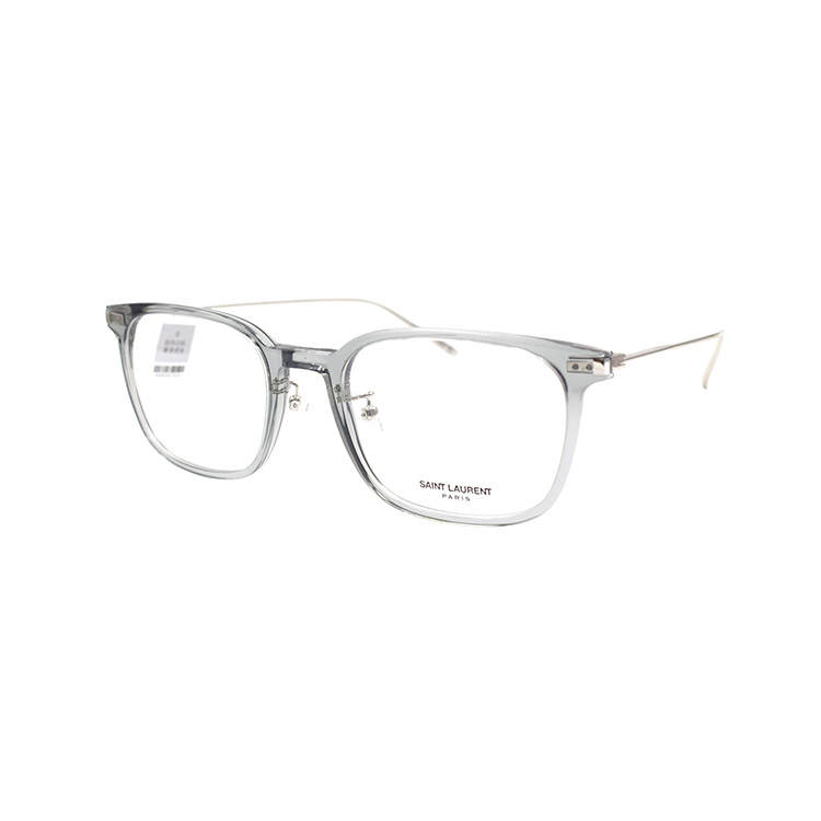 SAINT LAURENT SAINT LAURENT Plate Frame Irregular Shape Eyeglass Frames Unisex Transparent Gray