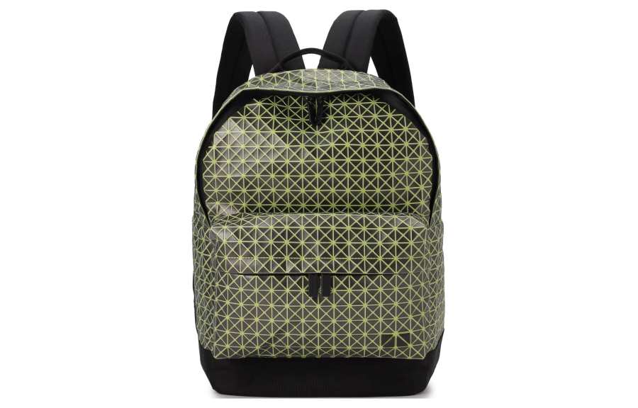 ISSEY MIYAKE Cotton With Cow Leather Backpack Women's Black & Green