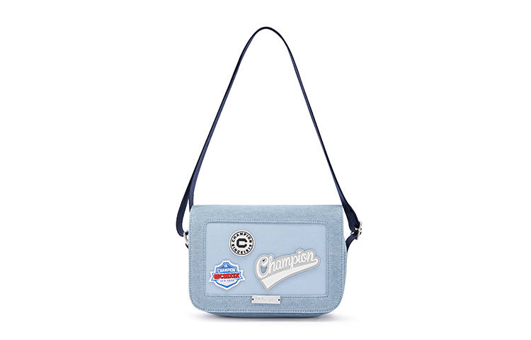 Champion Fabric Camera Bag, Shoulder Bag Small Unisex Black/Dark Gray/Light Blue