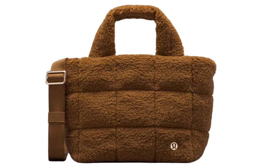 Lululemon Quilted Textured Brushed Fabric One Shoulder Handbag, Crossbody Bag Women's Caramel
