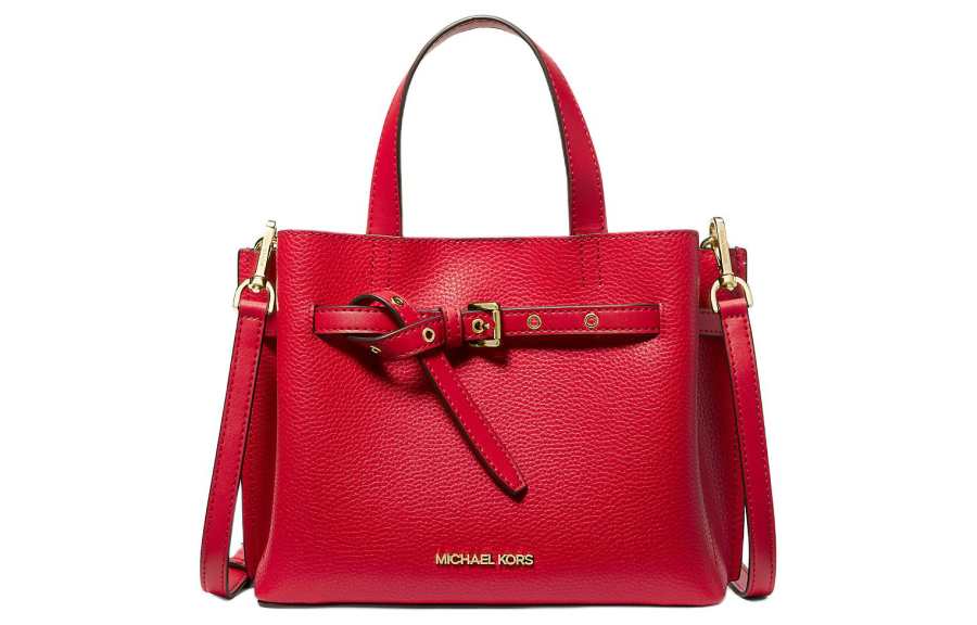 MICHAEL KORS Emilia Litchi Grain Leather Handbag, Shoulder Bag, Crossbody Bag Small Women's Bright Red