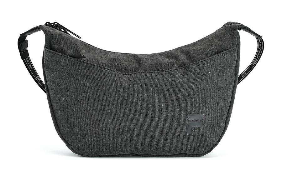 FILA FUSION Zip Closure Fabric Shoulder Bag, Crossbody Bag Unisex Washed Gray
