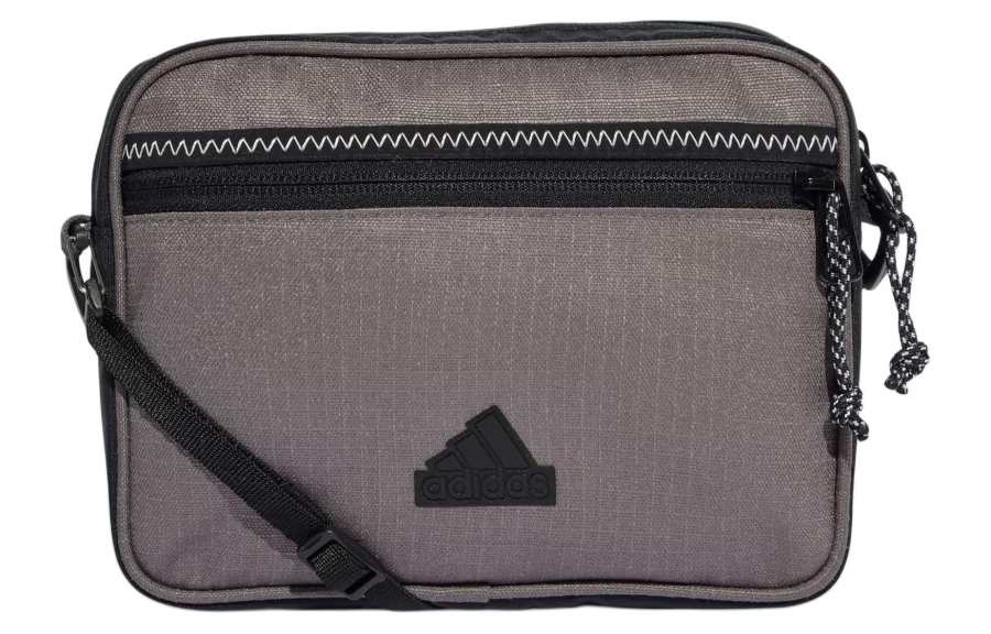 Adidas Adidas Athleisure Recycled Polyester Portable Crossbody Bag, Shoulder Bag Unisex Charcoal Gray & Black