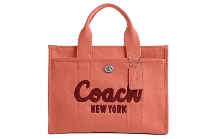 COACH Cargo Canvas With Satin Tote Bag, Shopping Bag, Shoulder Bag, Crossbody Bag, Handbag Large Women's Light Red