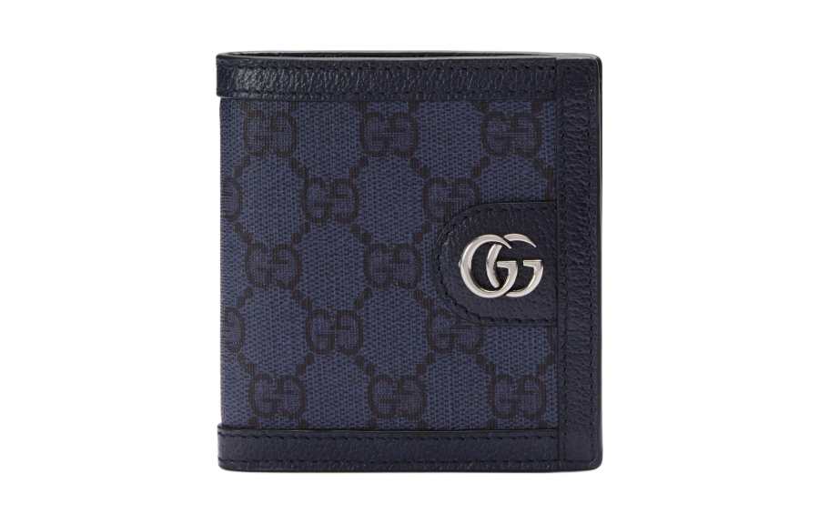 GUCCI Ophidia Canvas With Leather Wallet Men's Blue & Dark Blue
