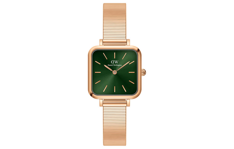 DW/DanielWellington Daniel Wellington QUADRO Collection Wrist Watches Quartz Movement Stainless Steel Watchband Green Dial Women's Watch