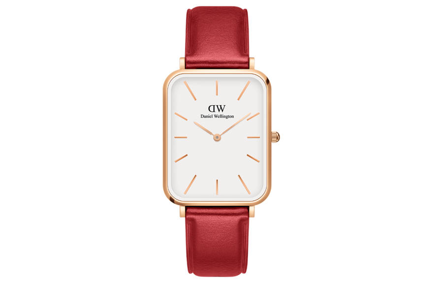 DW/DanielWellington Daniel Wellington QUADRO Collection Wrist Watches Quartz Movement Leather Strap White Dial Men's Watches Fashion