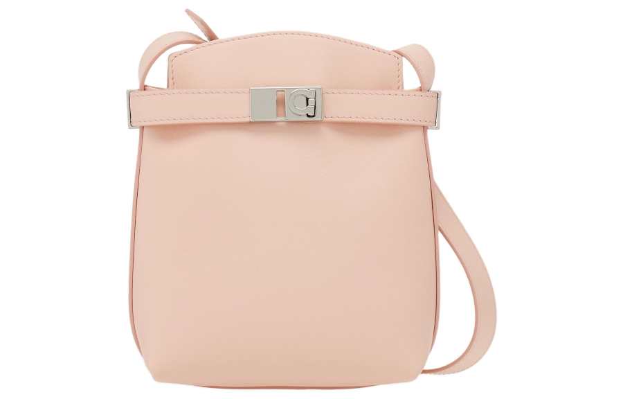 FERRAGAMO Gancini Adjustable Strap Smooth Calfskin Shoulder Bag, Crossbody Bag Extra Mini Women's Nylund Pink