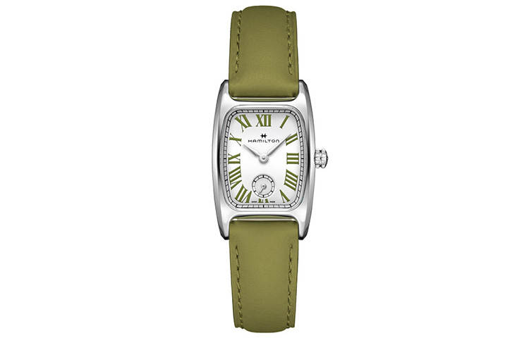 HAMILTON Quartz Movement Women's Watch 23.5*27.4mm White Dial Stainless Steel Case Leather Strap