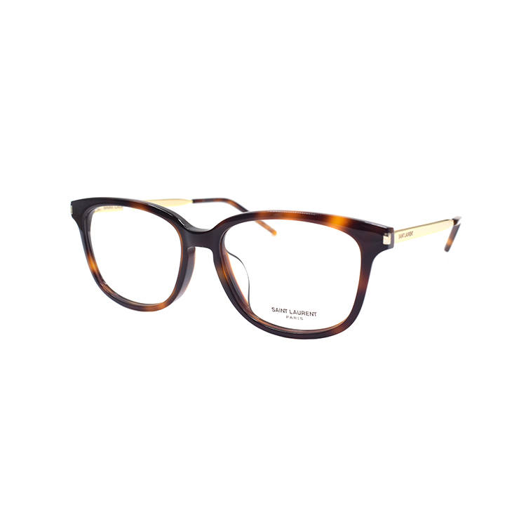 SAINT LAURENT SAINT LAURENT Plate Frame Oval Eyeglass Frames Unisex Tortoiseshell