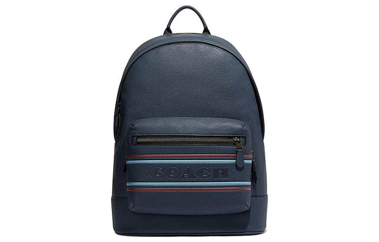 COACH COACH Cow Leather With Fabric Backpack Large Men's Dark Blue