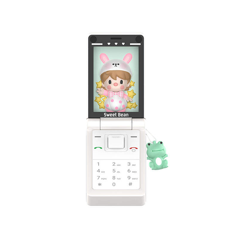POP MART Little Sweet Bean Pearl White Flap Cell Phone Figure Accompanying And Soothing Trend Based Products