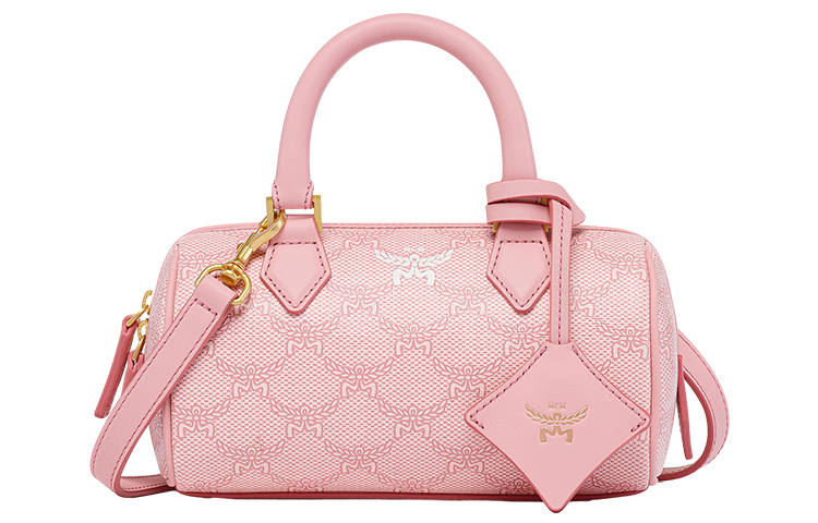MCM Ella Cow Leather Boston Bag, Handbag, Crossbody Bag Mini Women's Cherry Blossom Pink