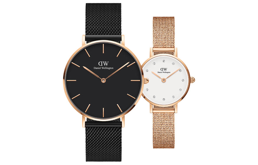 DW/DanielWellington Daniel Wellington Wrist Watches Quartz Movement Stainless Steel Watchband Black Dial Unisex 30m Water Resistant