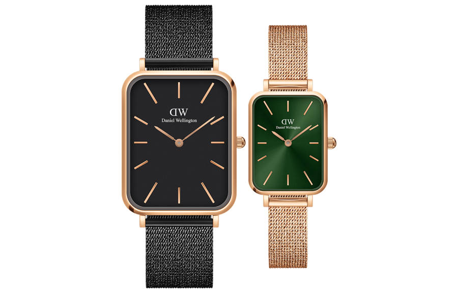 DW/DanielWellington Daniel Wellington DW Small Square Table Wrist Watches Quartz Movement Stainless Steel Watchband Black Dial Unisex