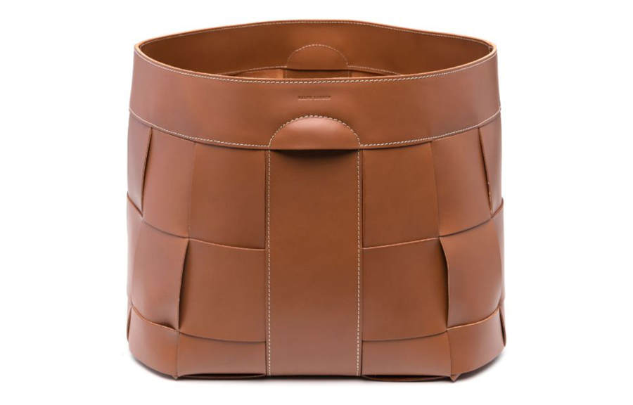 Ralph Lauren Calfskin Storage Bag Tubas Unisex Brown