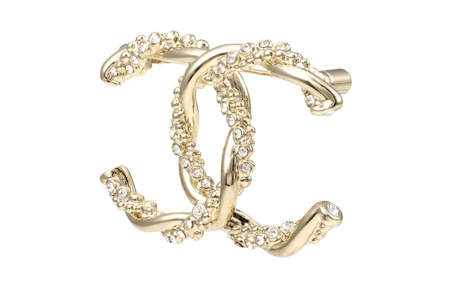 CHANEL Metal Rhinestone Brooches Women's Gold