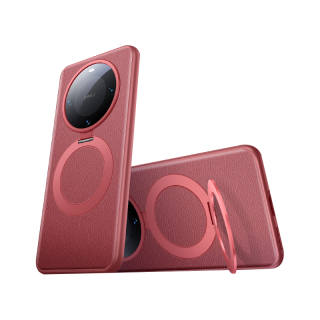 HANNUO Genuine Leather Material Magnetic 360° Rotating Lens Stand Phone Cases Huawei Mate 60 Pro Series