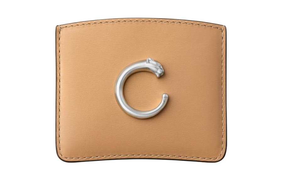 CARTIER Panthère De Cartier Calfskin Card Holder Women's Camel Beige