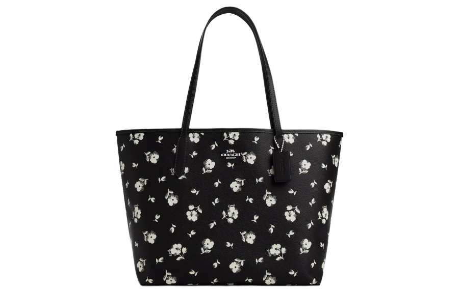 COACH City Coated Canvas With Smooth Leather Tote Bag, Shopping Bag, Handbag, Shoulder Bag Large Women's