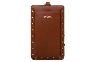 ISABEL MARANT Calfskin One Shoulder Crossbody Cell Phone Pouch Women's Brown