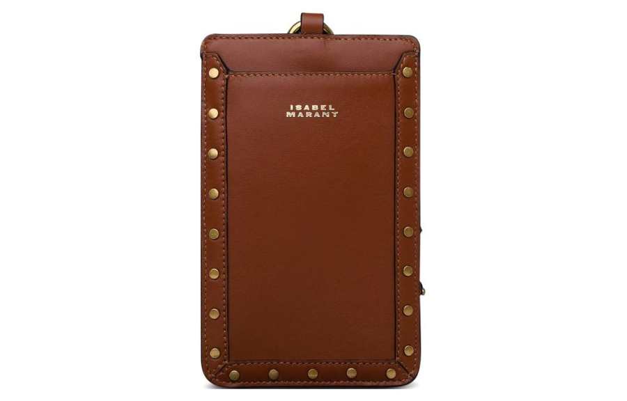ISABEL MARANT Calfskin One Shoulder Crossbody Cell Phone Pouch Women's Brown