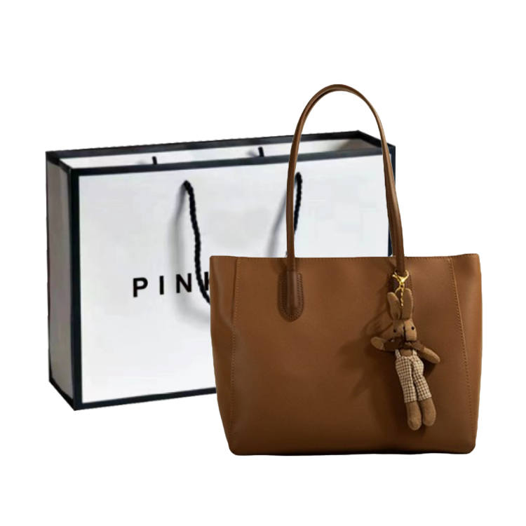 PINK·LAND Pu Tote Bag, Shopping Bag, Shoulder Bag Women's Black/Coffee/Ecru/Brown