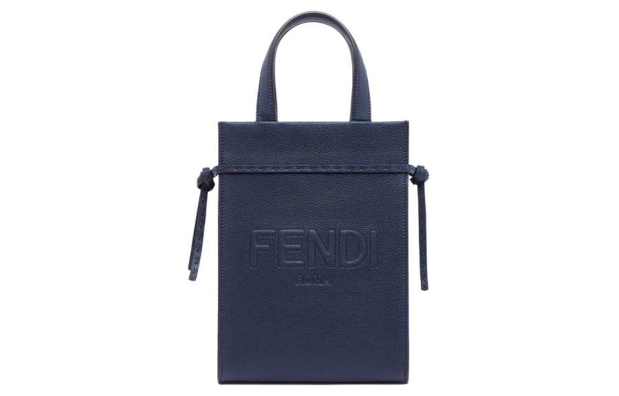 FENDI Grain Leather Shoulder Bag, Crossbody Bag, Handbag Mini Men's Dark Blue
