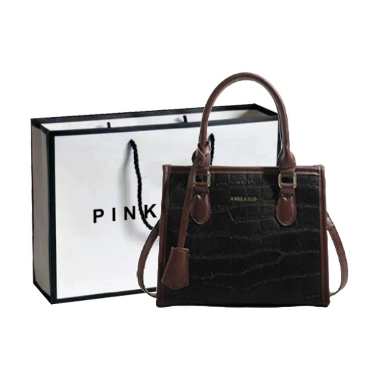 PINK·LAND Pu Crossbody Handbag Regular Women's Black/White Khaki/White Brown/Red