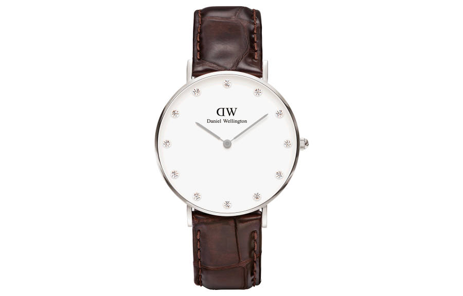 DW/DanielWellington Daniel Wellington Wrist Watches Quartz Movement Leather Strap 34mm White Dial Unisex 30m Water Resistant