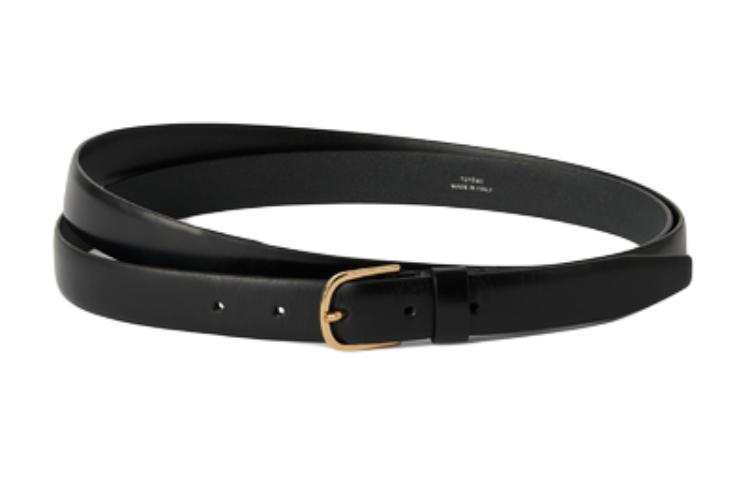 Toteme Solid Color Design Cow Leather Belts Women's Black Width 2.5CM