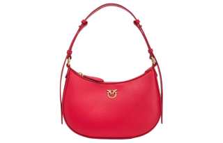 PINKO Love Birds Calfskin Handbag, Shoulder Bag Women's Red