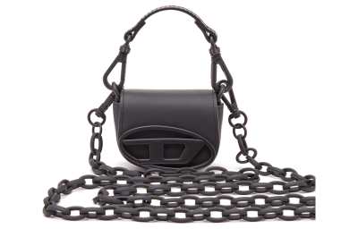 DIESEL Cow Leather Shoulder Bag, Crossbody Bag, Handbag Small Women's Black