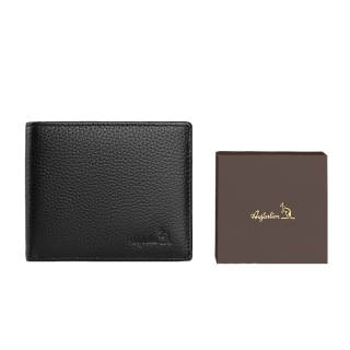 AUGTARLION Cow Leather Lightweight Foldable Wallet Men's Black