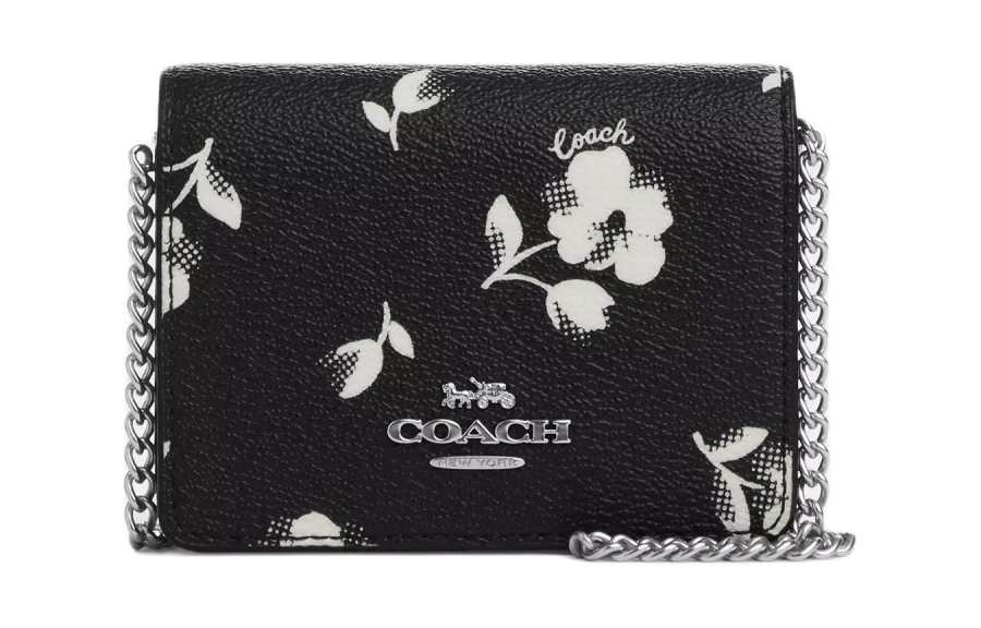 COACH Canvas With Leather Chain Bag, Shoulder Bag, Crossbody Bag, Wallet Regular Women's Black