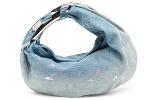 DIESEL Cotton Hobo Bag, Handbag Small Women's Light Blue