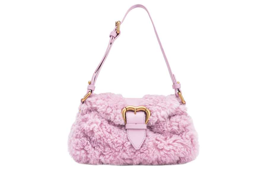 PINKO Jolene Polyester With Cow Leather Handbag, Shoulder Bag Women's Light Purple