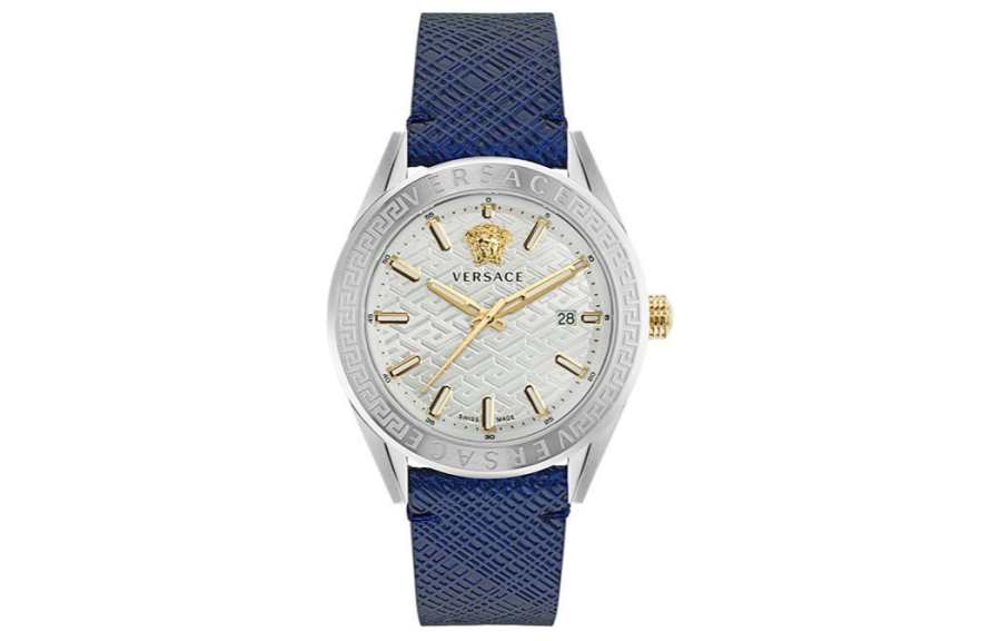 VERSACE Modern Password Wrist Watches Quartz Movement White Dial Unisex Versace Glitter Crystal Perfume Box Silk Scarf