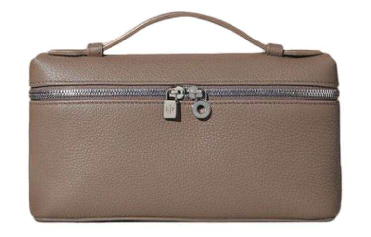 Loro Piana ExtraPocket Grain Calfskin Makeup Bag Small Square Bag One Shoulder Handbag Women's Elephant Gray
