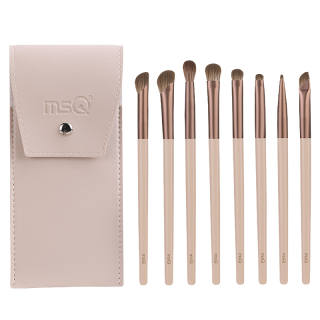 MSQ Mocha Collection 8 Pcs Mocha Eye Brush Set Portable Travel Makeup Tool Skin Friendly Blended Soft Detail