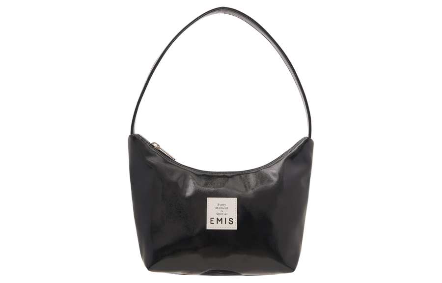 Emis Emis Polyurethane Hobo Bag, One Shoulder Handbag Women's Black