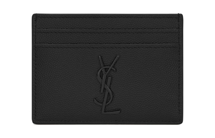 SAINT LAURENT MonogramCASSANDRE Grained Embossed Leather Card Holder Card Holder Men's Black
