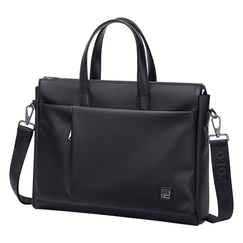POLO Synthetic Leather Crossbody Bag Briefcase Large Men's Black/Gray