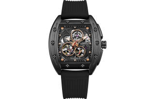 FAIRWHALE Pioneer Collection Black Men's Watch Automatic Mechanical Movement Silicone Strap Watch Unisex