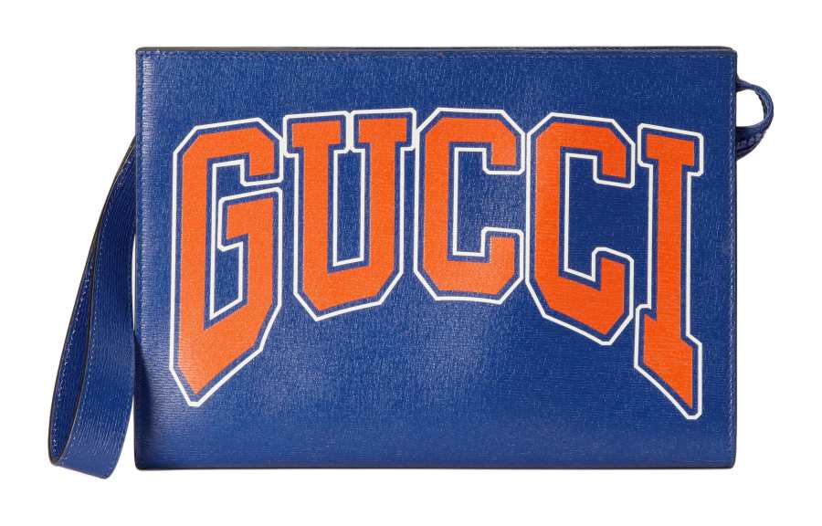 GUCCI GUCCI Leather Clutch Men's Blue